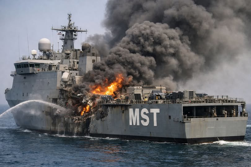 الحرس الثوري يعلن إصابة سفينة دعم قتالي أمريكية بصواريخ مباشرة.. تصعيد بحري خطير